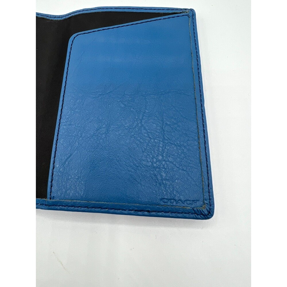 Coach Blue Leather Passport Wallet Holder Travel Case Card Organizer - Picture 4 of 8